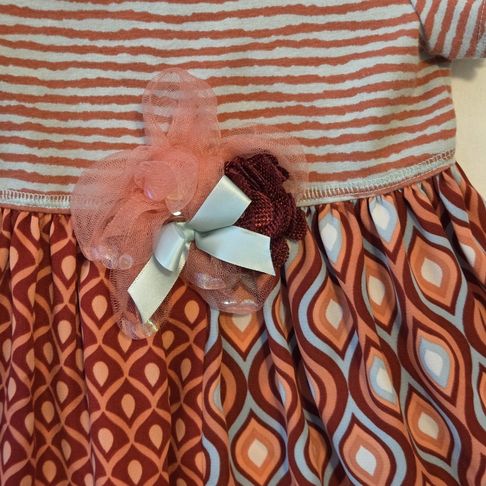 Bonnie Jean Toddler Girls Floral Red Peach Blue Dress‎ 3T - Picture 2 of 8